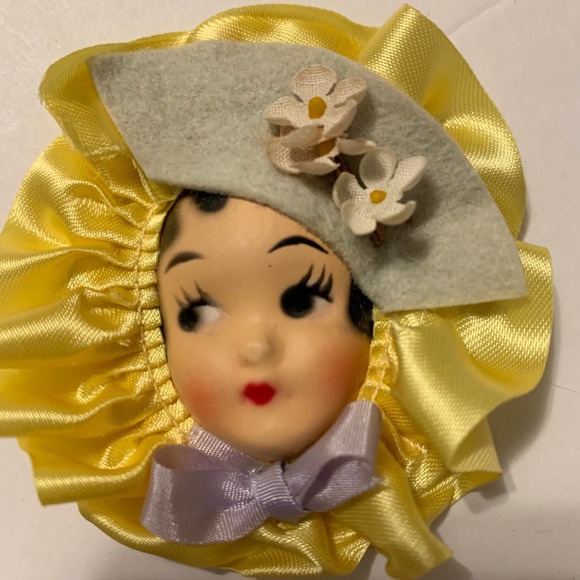 A. Stuart Vintage Scented Creations Lady Face Hat Yellow Ribbon HTF Rare - Picture 4 of 8